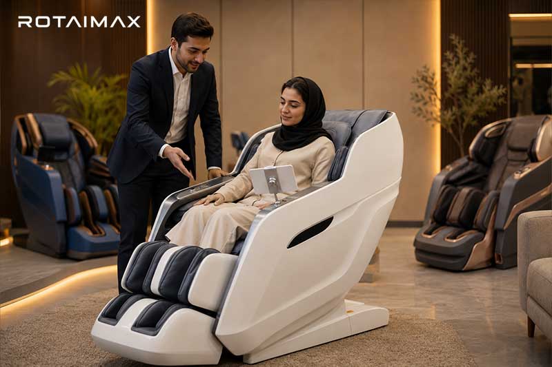 تست حالت جاذبه صفر صندلی ماساژور قبل از خرید